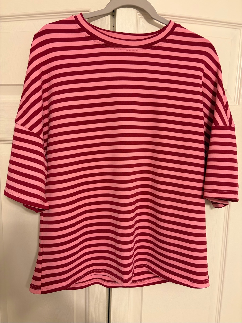 Striped Pink Short Sleeve Women's Top